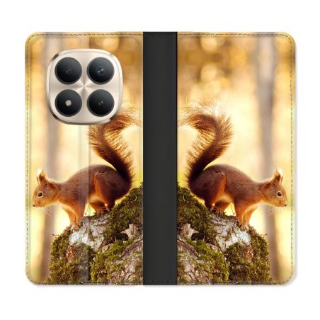 Housse Cuir Portefeuille Pour Xiaomi Redmi Note 15 Pro Plus 5G Animal Ecureuil Bois