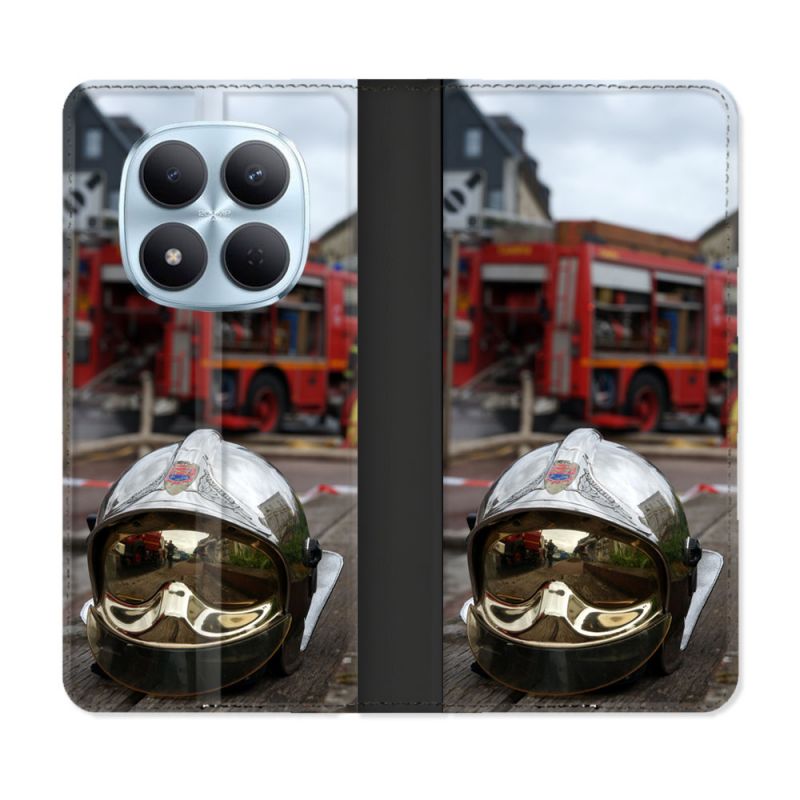 Housse Cuir Portefeuille Pour Xiaomi Redmi Note 15 Pro 5G Pompier Casque Camion