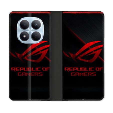 Housse Cuir Portefeuille Pour Xiaomi Redmi Note 15 Pro 5G ROG Rouge