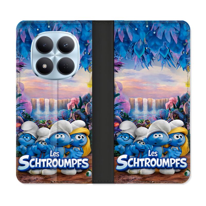Housse Cuir Portefeuille Pour Xiaomi Redmi Note 15 Pro 5G Schtroumpfs Forêt