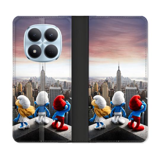 Housse Cuir Portefeuille Pour Xiaomi Redmi Note 15 Pro 5G Schtroumpfs New York