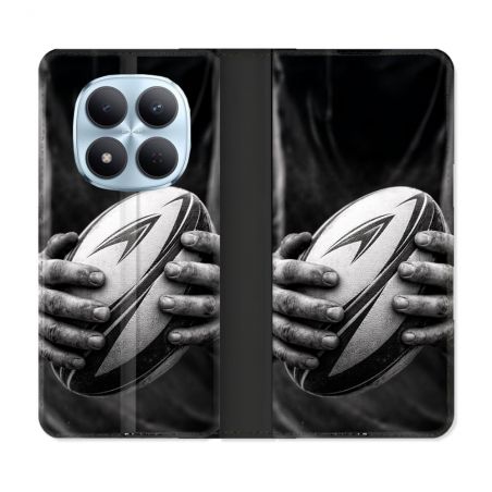 Housse Cuir Portefeuille Pour Xiaomi Redmi Note 15 Pro 5G Sport Rugby Ballon Moderne