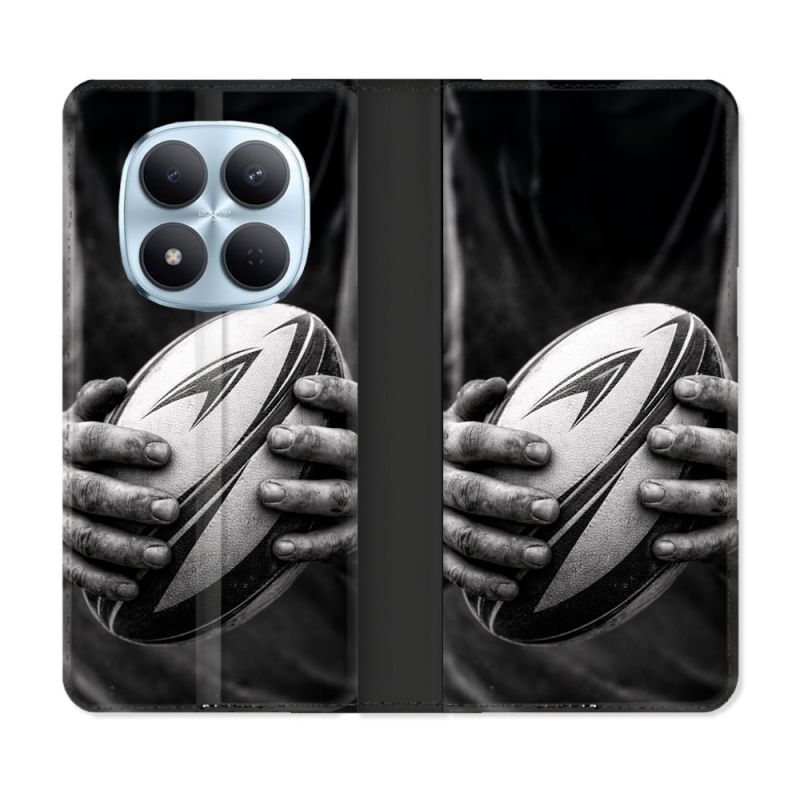 Housse Cuir Portefeuille Pour Xiaomi Redmi Note 15 Pro 5G Sport Rugby Ballon Moderne