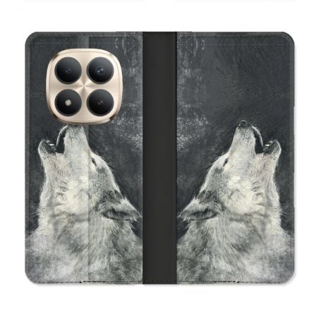 Housse Cuir Portefeuille Pour Xiaomi Redmi Note 15 Pro Plus 5G Animal Loup Hurlement