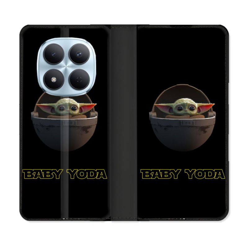 Housse Cuir Portefeuille Pour Xiaomi Redmi Note 15 Pro 5G Star Wars - Yoda bebe noir