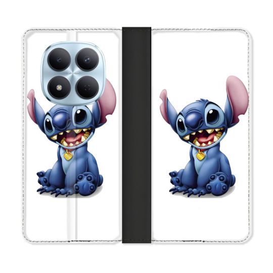 Housse Cuir Portefeuille Pour Xiaomi Redmi Note 15 Pro 5G Stitch Blanc