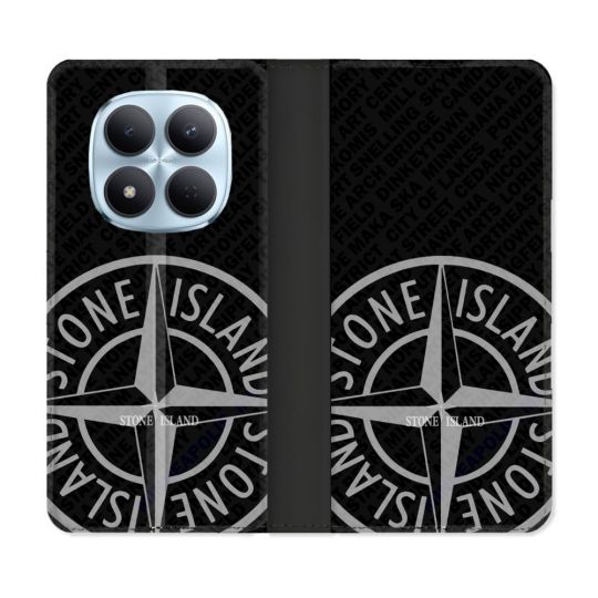 Housse Cuir Portefeuille Pour Xiaomi Redmi Note 15 Pro 5G Stone Island Gris