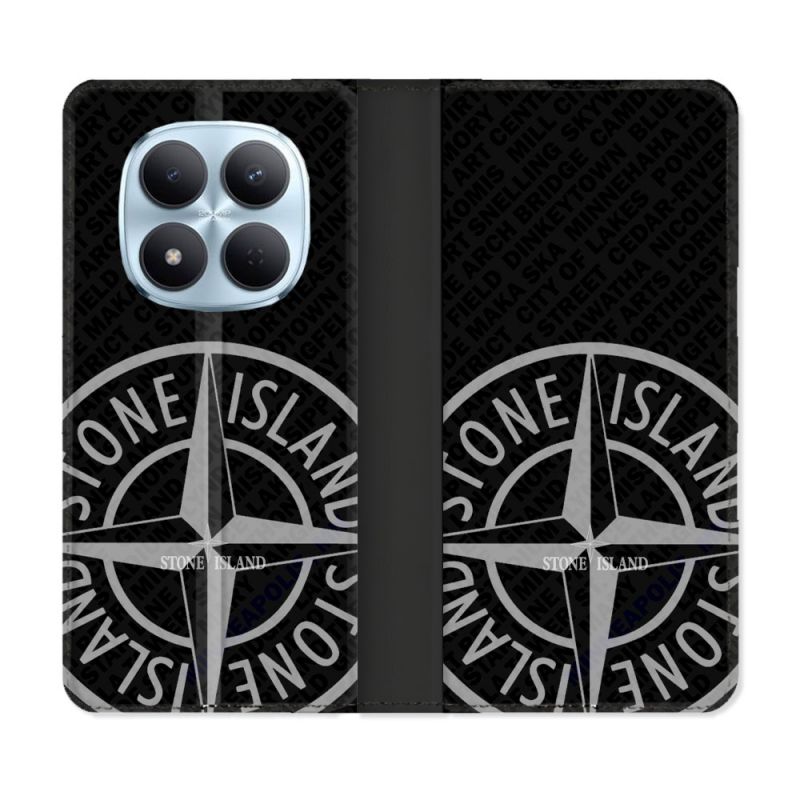 Housse Cuir Portefeuille Pour Xiaomi Redmi Note 15 Pro 5G Stone Island Gris