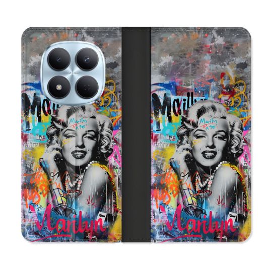 Housse Cuir Portefeuille Pour Xiaomi Redmi Note 15 Pro 5G Street Art Maryline Monroe