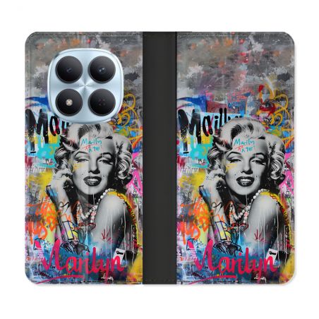 Housse Cuir Portefeuille Pour Xiaomi Redmi Note 15 Pro 5G Street Art Maryline Monroe