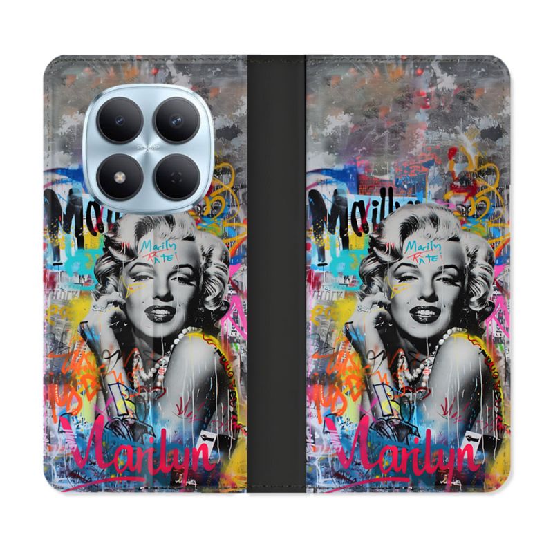 Housse Cuir Portefeuille Pour Xiaomi Redmi Note 15 Pro 5G Street Art Maryline Monroe