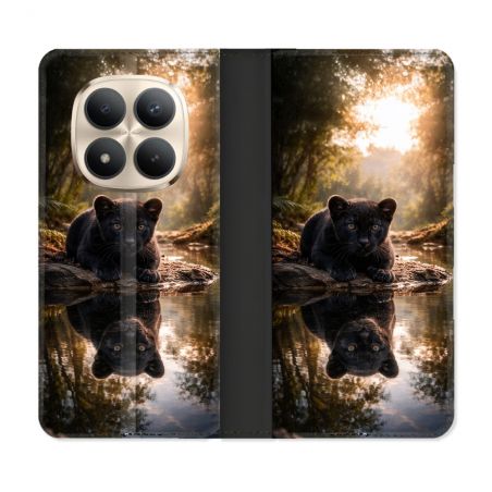 Housse Cuir Portefeuille Pour Xiaomi Redmi Note 15 Pro Plus 5G Animal Panthère Reflet