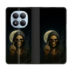 Housse Cuir Portefeuille Pour Xiaomi Redmi Note 15 Pro 5G Tete de Mort Doigt 2026