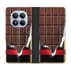 Housse Cuir Portefeuille Pour Xiaomi Redmi Note 15 Pro 5G Texture Trompe Oeil Chocolat