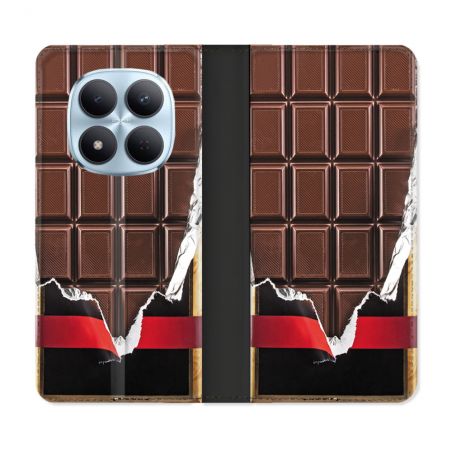 Housse Cuir Portefeuille Pour Xiaomi Redmi Note 15 Pro 5G Texture Trompe Oeil Chocolat