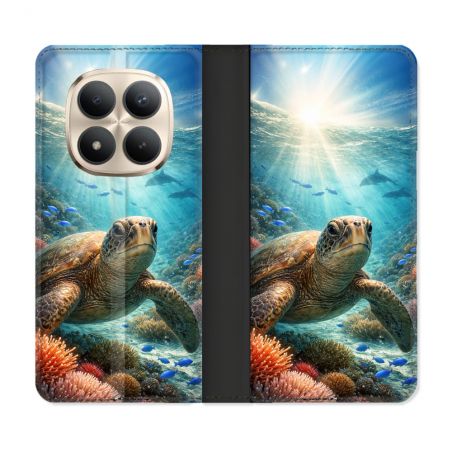 Housse Cuir Portefeuille Pour Xiaomi Redmi Note 15 Pro Plus 5G Animal Tortue Marine