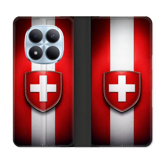 Housse Cuir Portefeuille Pour Xiaomi Redmi Note 15 Pro 5G Voyage Drapeau Suisse
