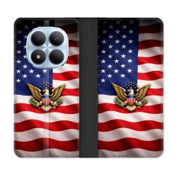 Housse Cuir Portefeuille Pour Xiaomi Redmi Note 15 Pro 5G Voyage Drapeau USA Etats Unis