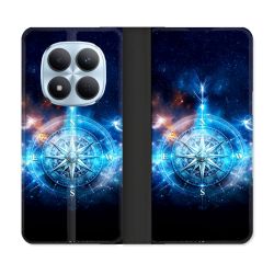 Housse Cuir Portefeuille Pour Xiaomi Redmi Note 15 Pro 5G Voyage Rose des Vents Stellaire