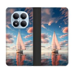 Housse Cuir Portefeuille Pour Xiaomi Redmi Note 15 Pro 5G Voyage Voilier Reflet