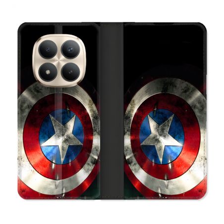 Housse Cuir Portefeuille Pour Xiaomi Redmi Note 15 Pro Plus 5G Captain America Bouclier