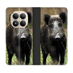 Housse Cuir Portefeuille Pour Xiaomi Redmi Note 15 Pro Plus 5G Chasse Sanglier bois