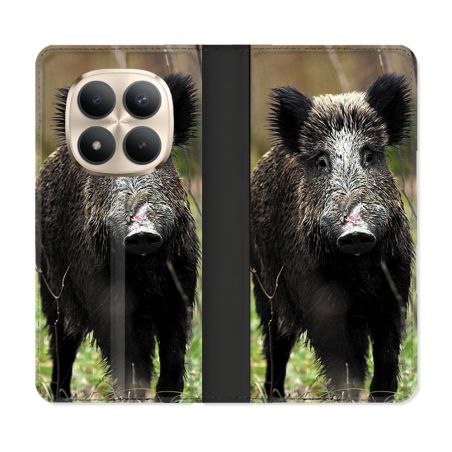 Housse Cuir Portefeuille Pour Xiaomi Redmi Note 15 Pro Plus 5G Chasse Sanglier bois