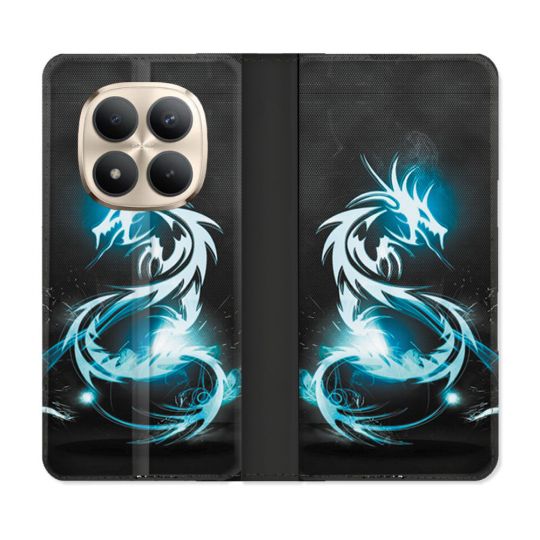 Housse Cuir Portefeuille Pour Xiaomi Redmi Note 15 Pro Plus 5G Fantastique Dragon Bleu