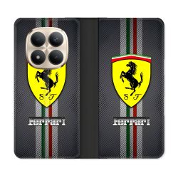 Housse Cuir Portefeuille Pour Xiaomi Redmi Note 15 Pro Plus 5G Ferrari Carbone