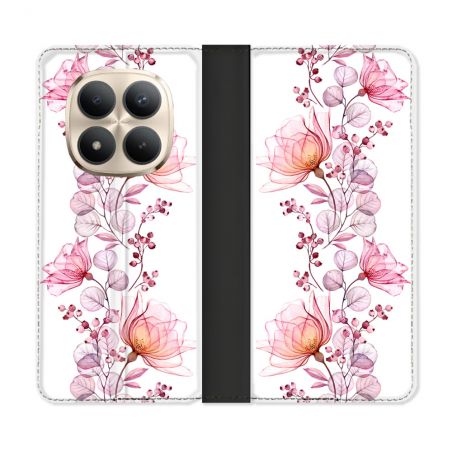 Housse Cuir Portefeuille Pour Xiaomi Redmi Note 15 Pro Plus 5G Fleur Eclosion