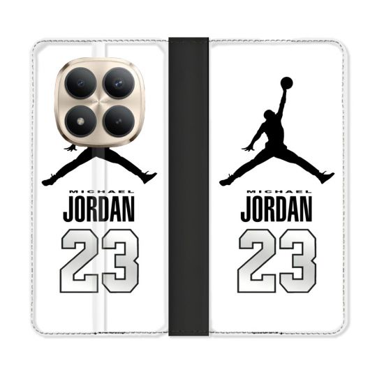 Housse Cuir Portefeuille Pour Xiaomi Redmi Note 15 Pro Plus 5G Jordan 23 Blanc