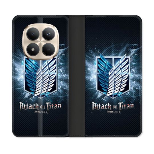 Housse Cuir Portefeuille Pour Xiaomi Redmi Note 15 Pro Plus 5G Manga Attaque Titans Noir