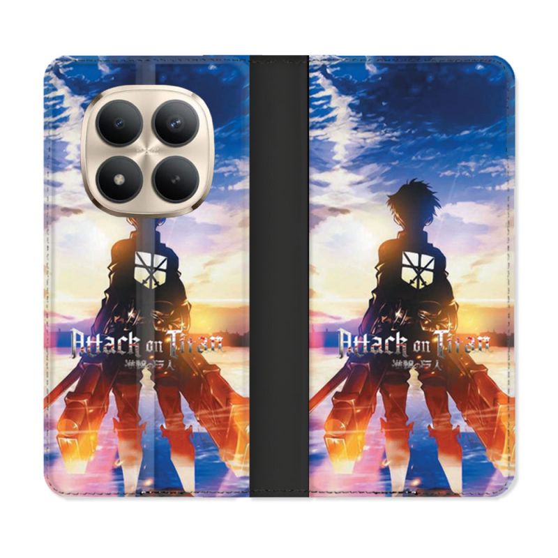 Housse Cuir Portefeuille Pour Xiaomi Redmi Note 15 Pro Plus 5G Manga Attaque Titans Soleil