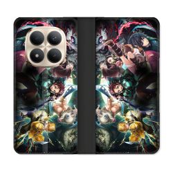 Housse Cuir Portefeuille Pour Xiaomi Redmi Note 15 Pro Plus 5G Manga Demon Slayer Groupe
