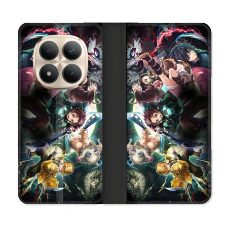 Housse Cuir Portefeuille Pour Xiaomi Redmi Note 15 Pro Plus 5G Manga Demon Slayer Groupe