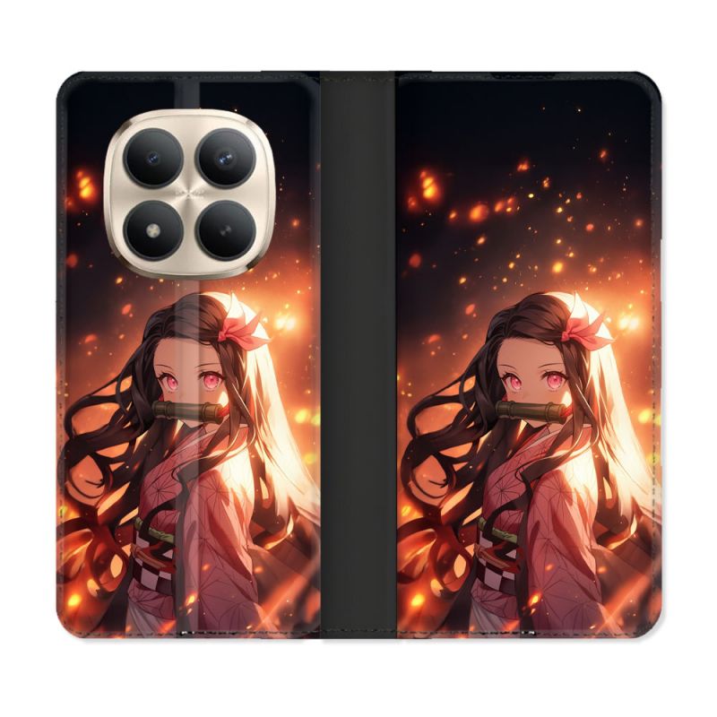 Housse Cuir Portefeuille Pour Xiaomi Redmi Note 15 Pro Plus 5G Manga Demon Slayer Nezuko Rose