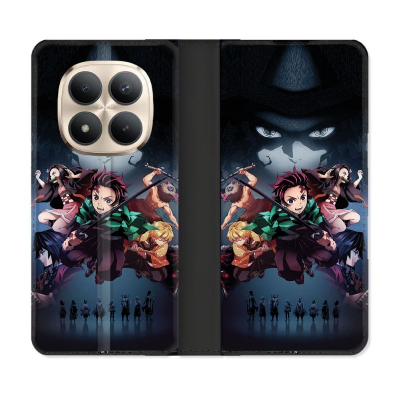 Housse Cuir Portefeuille Pour Xiaomi Redmi Note 15 Pro Plus 5G Manga Demon Slayer Noir