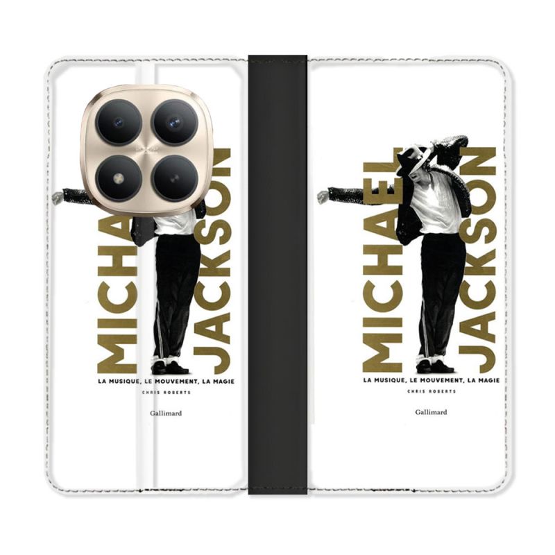 Housse Cuir Portefeuille Pour Xiaomi Redmi Note 15 Pro Plus 5G Michael Jackson Blanc