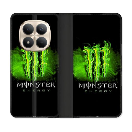 Housse Cuir Portefeuille Pour Xiaomi Redmi Note 15 Pro Plus 5G Monster Energy Vert