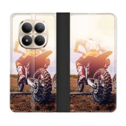 Housse Cuir Portefeuille Pour Xiaomi Redmi Note 15 Pro Plus 5G Moto Cross Soleil