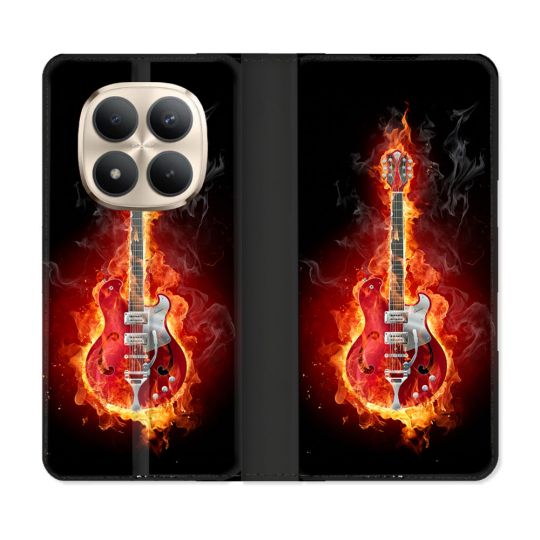 Housse Cuir Portefeuille Pour Xiaomi Redmi Note 15 Pro Plus 5G Musique Guitare Electrique