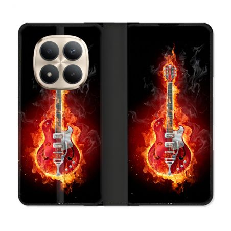Housse Cuir Portefeuille Pour Xiaomi Redmi Note 15 Pro Plus 5G Musique Guitare Electrique