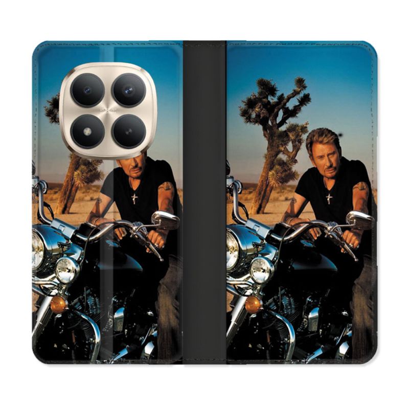 Housse Cuir Portefeuille Pour Xiaomi Redmi Note 15 Pro Plus 5G Musique Johnny Hallyday Moto