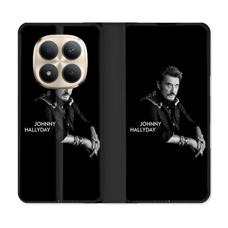 Housse Cuir Portefeuille Pour Xiaomi Redmi Note 15 Pro Plus 5G Musique Johnny Hallyday Noir