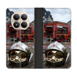 Housse Cuir Portefeuille Pour Xiaomi Redmi Note 15 Pro Plus 5G Pompier Casque Camion