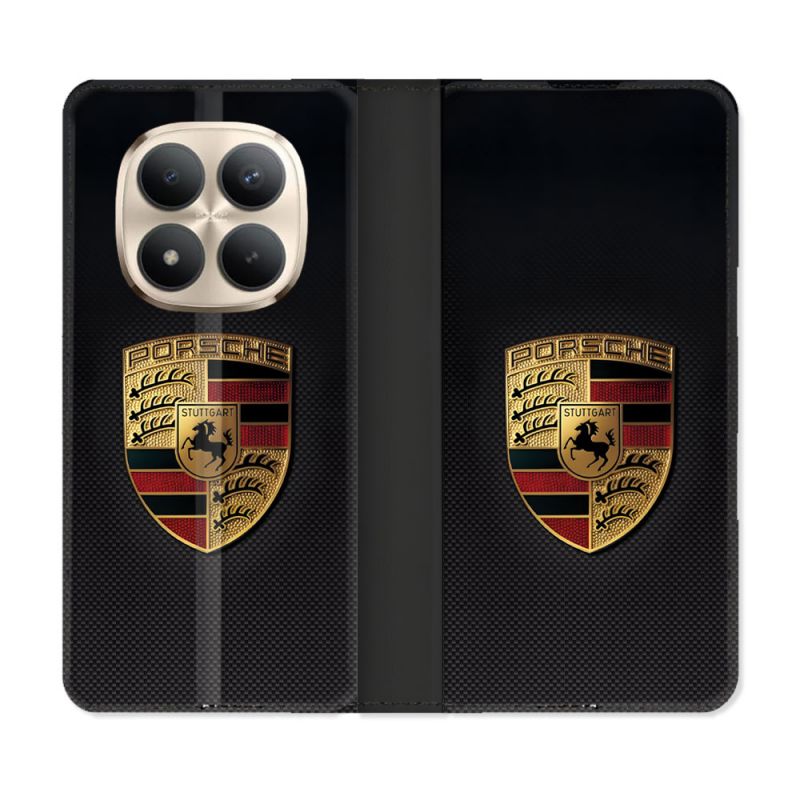 Housse Cuir Portefeuille Pour Xiaomi Redmi Note 15 Pro Plus 5G Porsche Carbone