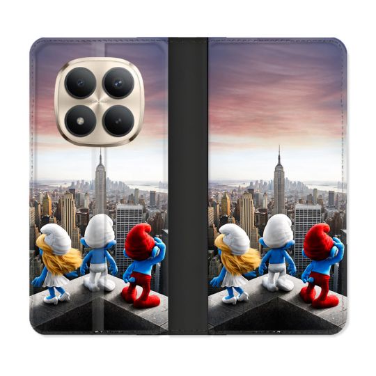 Housse Cuir Portefeuille Pour Xiaomi Redmi Note 15 Pro Plus 5G Schtroumpfs New York