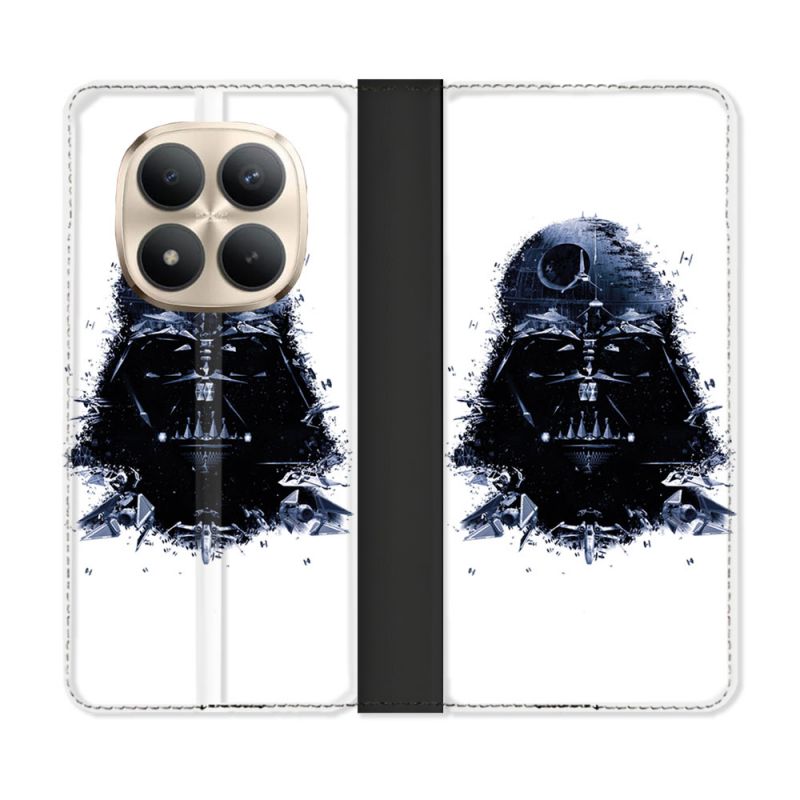 Housse Cuir Portefeuille Pour Xiaomi Redmi Note 15 Pro Plus 5G Star Wars - Dark Vador Blanc