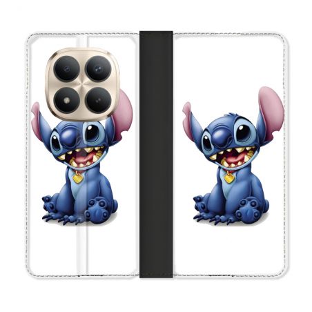 Housse Cuir Portefeuille Pour Xiaomi Redmi Note 15 Pro Plus 5G Stitch Blanc