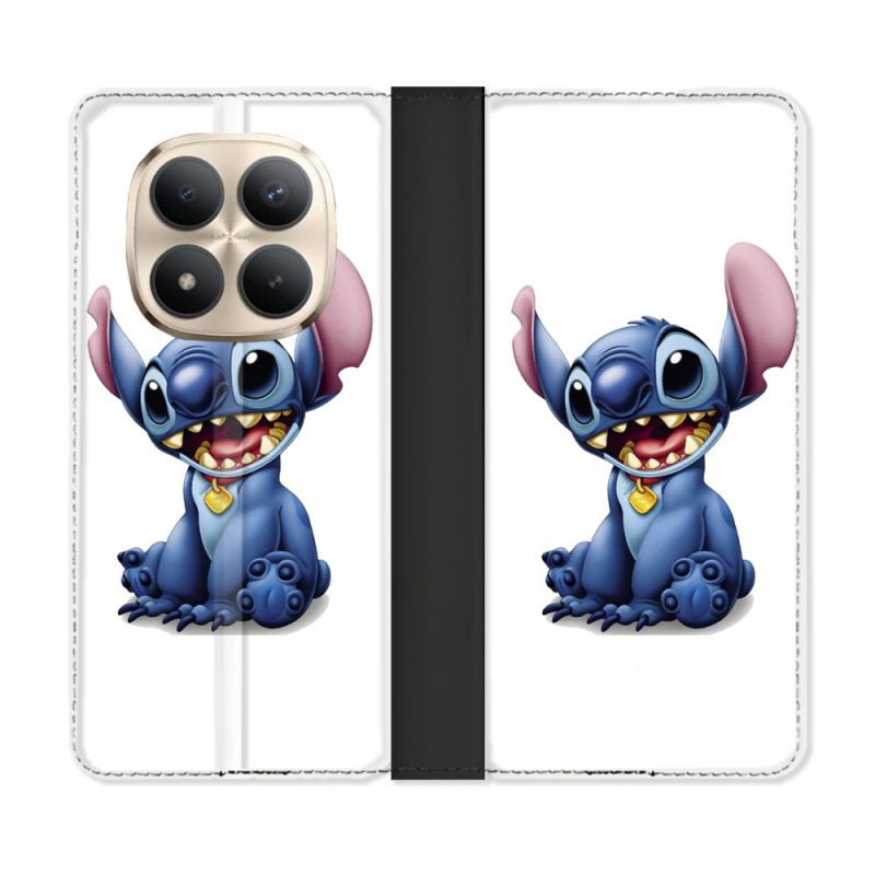 Housse Cuir Portefeuille Pour Xiaomi Redmi Note 15 Pro Plus 5G Stitch Blanc